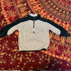 Vintage USA Olympic Fleece Pullover Gray w/ Dark Green Trim Snap Pocket Size 3T